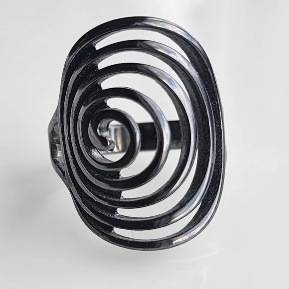 Premier Designs "Groovy" black hematite coated fashion ring size 9 - Picture 3 of 13